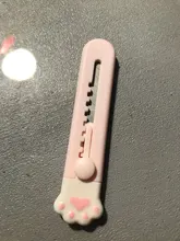 MINKYS-Mini cuchillo de bolsillo con Gato Kawaii, utensilio de utilidad artística, caja Express, cortador de papel, hoja rellenable para envolver, papelería