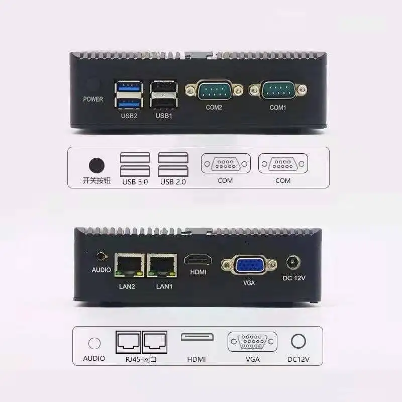 US $139.65 Intel Mini PC N2830 4G Ram 64G SSD Wifi Win 10 System Industrial Computer