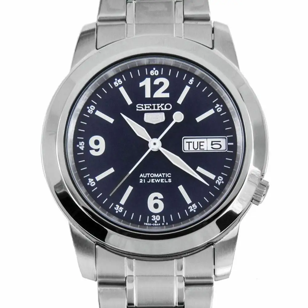 Seiko 5 men's automatic watch SNKE61K1 dial blue 37mm strap steel