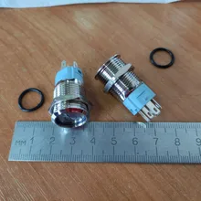 16mm 12mm interruptor de botón de metal botón impermeable circular plana Botón de luz LED auto-bloqueo auto-botón de Reinicio 1NO1NC
