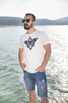 

Angemiel Wear Butterfly Motifs Cotton White Men 'S T-Shirt