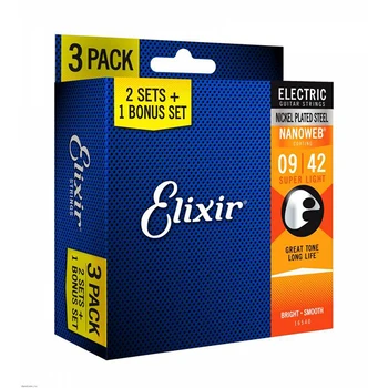 

16540 nanoweb electric guitar parts, super light, 9-42, 3 sets, Elixir