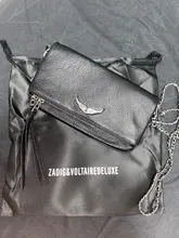 Alas decoradas bolso de un solo hombro de mujer casual moda desenfadada dos cadenas Bolsa Bandolera bolsos de cuero