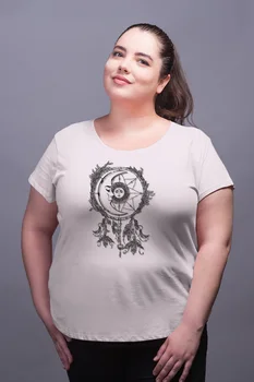 

Angemiel Wear Indian Style Moon White Women Cotton Large Size T-Shirt