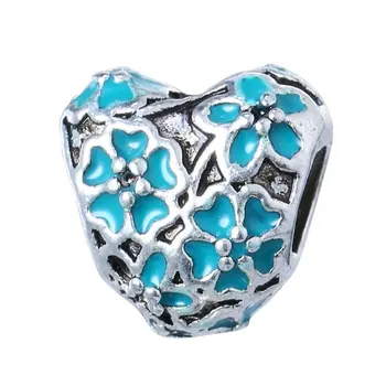 

Angemiel Blue Floral Heart Figured Crystal Charm
