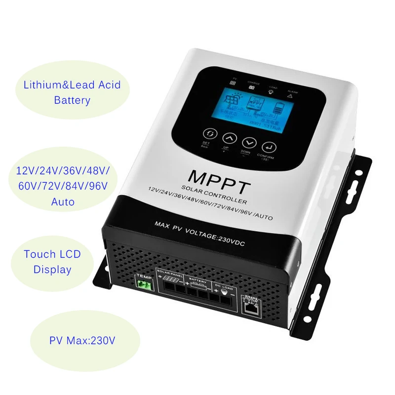 60 A regulador MPPT AMultifunción LCD Pantalla 12V 24V 36V 48 VAuto para Max PV 190V 