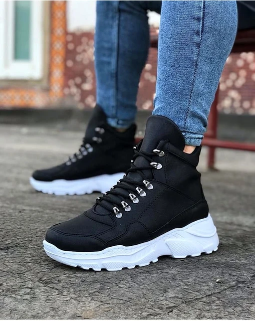 Botas De Cuero Deportivo Elegante Para Hombre Zapatos Altos De Nieve Y  Invierno