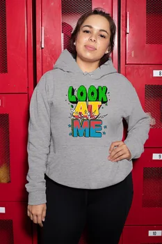 

Angemiel Wear Look At Me Gray Women 'S Hooded Sweatshirt