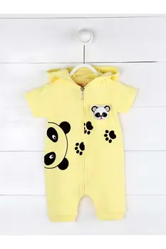 

Yellow Summer Male Baby Panda-Eared Jumpsuit