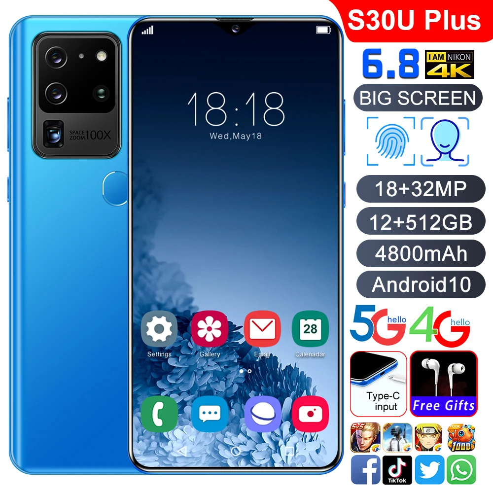S30U Plus 6.7inch Smartphones Android 10 Universal