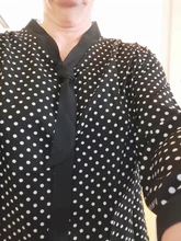 Blusa de oficina de manga larga con cuello de lazo para mujer, camisa negra con estampado de puntos gasa, Tops y blusas para mujer
