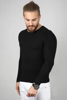 

DeepSEA Black Large Lapel Slim Fit Thin Knitwear-Sweater 2001887