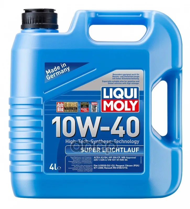 LIQUI MOLY 10W-40 SL/CF Super Leichtlauf 4L(HC-St. motor. oil) SAE 10W40 Super Leichtlauf LIQUI MOLY 4L 1916