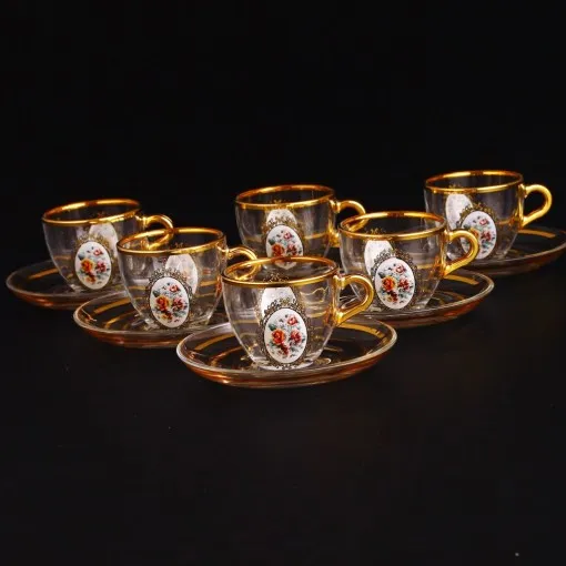 

WONDERFUL Classic Rose Espresso Size Turkish Coffee Set