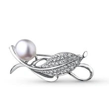 Серебряная брошь с фианитами и жемчугом SUNLIGHT проба 925