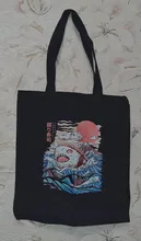 Tote Shopper-Bags Cloth Canvas Foldable Japan-Style Eco Harajuku Cartoon for Lady Literary