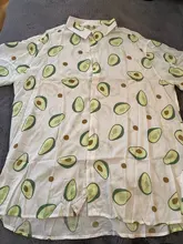 Camisa con estampado de aguacate para hombre, ropa informal Hawaiana de manga corta con cuello vuelto para playa, verano, 2020