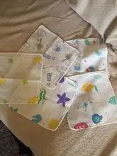 5 unids/lote bebé toalla, algodón, gasa de dibujos animados Toalla de baño niños bebé recién nacido de lavado de cara mano baño cuadrado toallas Baberos para comer