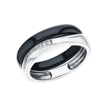 

Silver ring with ceramics and cubic zirconia sunlight sample 925