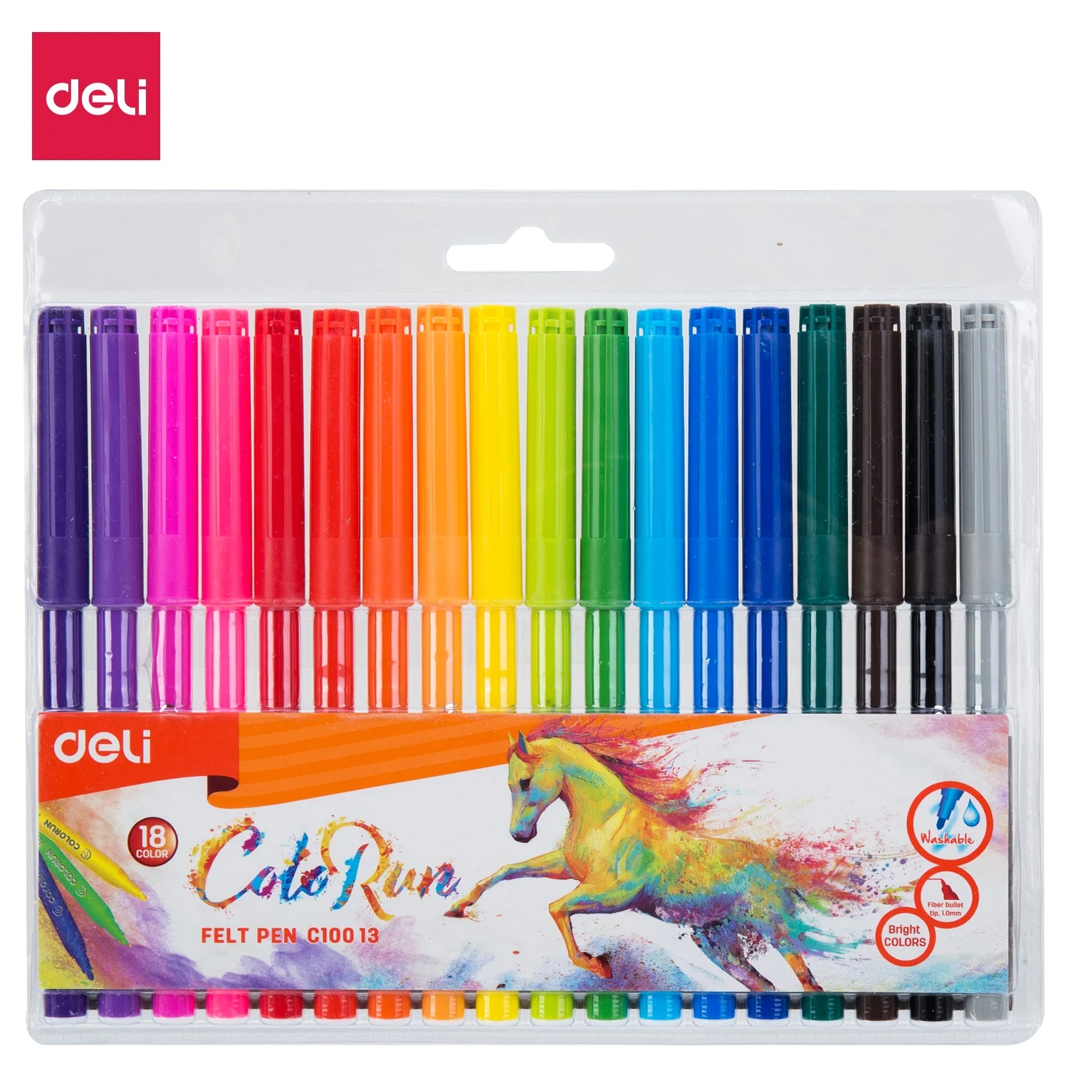 Набор фломастеров Deli EC100 12/18/24 цветов моющиеся фломастеры для набросков рисования