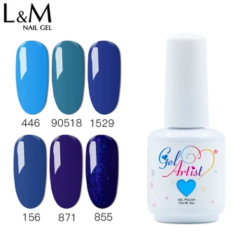 

Gelartist 6Pcs/lot Classic aristocratic blue Color series Nail Gel Polish Soak Off UV Tools Art DIY white bottle 15ML