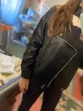 Jacket Women Basic-Coat Moto Aelegantmis Faux-Leather Plus-Size Winter Outerwear Autumn