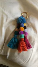 Llavero hecho a mano con cuentas bohemias, bolsa de mano con pompón, colgante, para regalo de Año Nuevo, 1 unidad