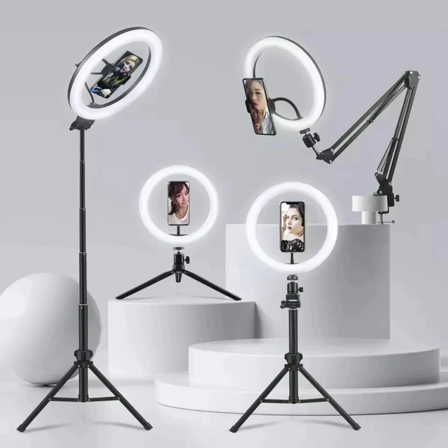 Ring Light, Anneau Lumineux 26cm 10W, avec Support Téléphone et