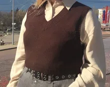 GOPLUS-chaleco tejido cuello pico para mujer, nuevo suéter de primavera y otoño, chalecos cortos informales sin mangas, tejido punto torcido, C9510, 2021