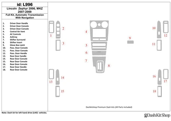 

Interior trim for Lincoln Zephyr 2006-2006. Set L996.