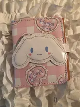 Cartera de cuero con broche para mujer, cartera pequeña con broche de piel sintética a cuadros con forma de oso y conejo, tarjetero, monedero corto de Lolita para estudiantes