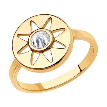 

Sokolov ring made of gilded silver with cubic zirconia, fashion jewelry, 925, women's male