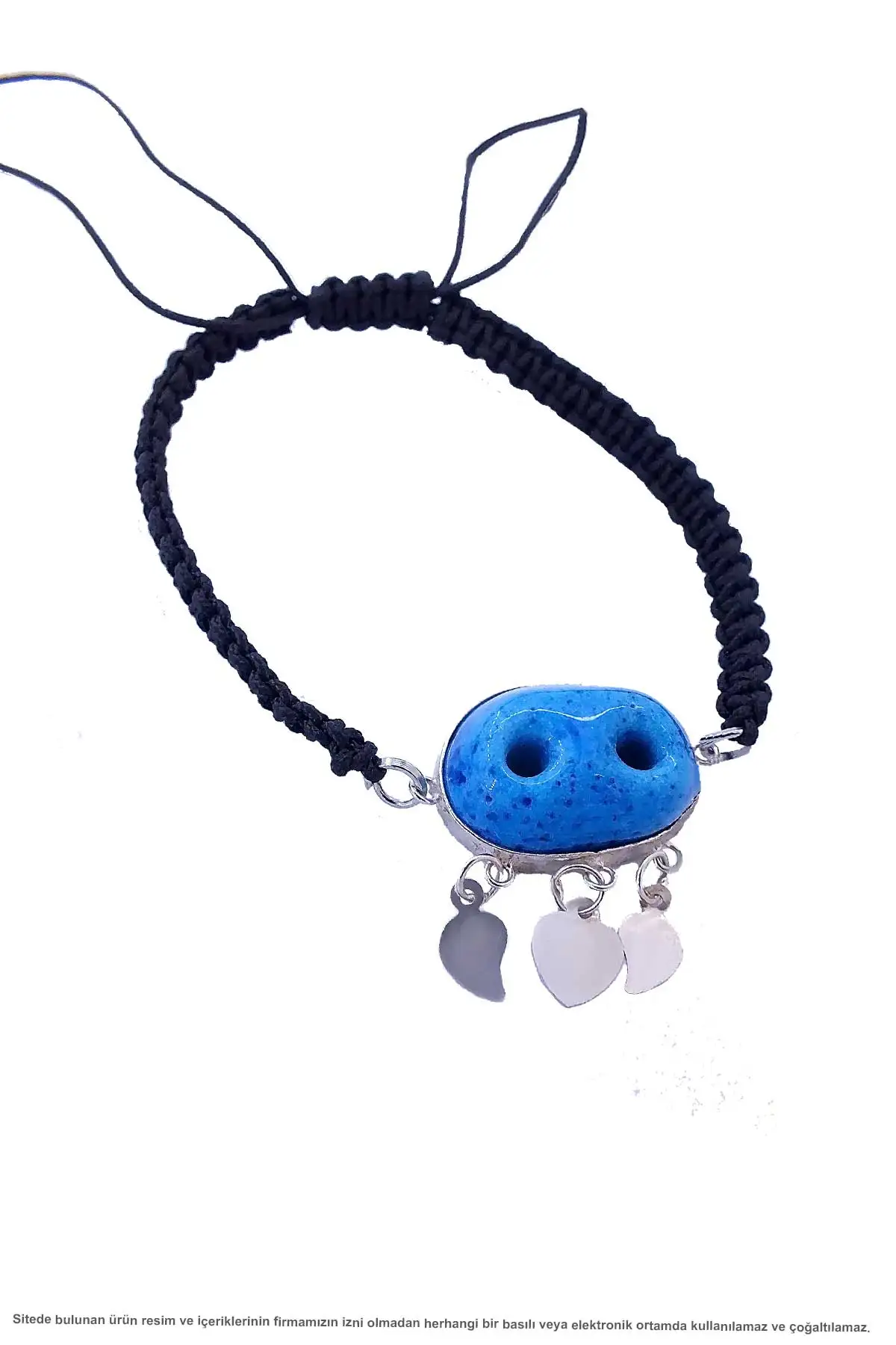 

Black Drawstring Assyrian Silver Evil Eye Bracelet