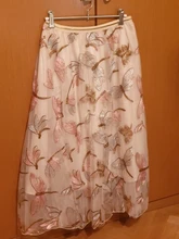Pleated-Skirt Mesh Sequins High-Waist Womens Elegant Embroidery Two-Layer Dragonfly