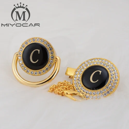 LC-1 0-6M MIYOCAR золото серебро имя инициалы буквы C прекрасный bling соска и соска клип набор BPA бесплатно пустышка bling уникальный дизайн LC - Цвет: LC-1 0-6M