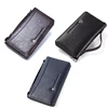 Contact's Cow Leather Men Casual Clutch Wallet Card Holder Zipper Purse With Passport Holder Phone Case For Male Long Wallet 4