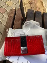 HH-billeteras de piel auténtica de lujo para mujer, bolso de cocodrilo de charol, bolso de mano de diseño femenino, monedero largo multifuncional, tarjetero