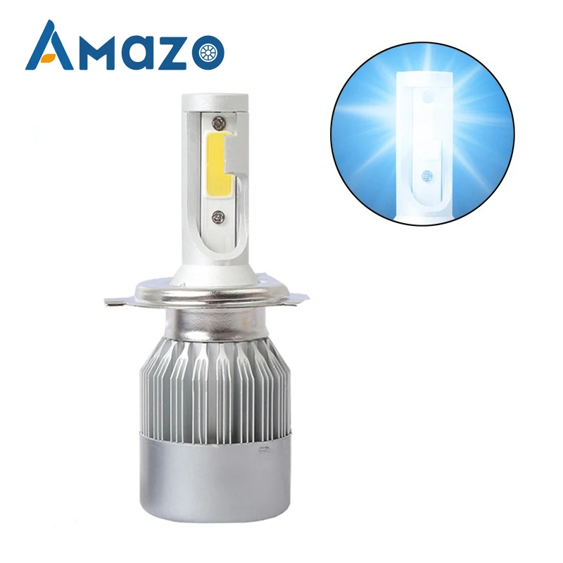 

1 PCS Car Headlight Bulb LED C6 H4 Ice Blue Light COB LED 36W 8000K 4000LM Aviation Aluminum Automobile Car Headlight Lamp C6 H4