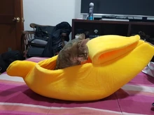 Banana Shaped Cat Bed House Warm Cozy Puppy Cushion Kennel Portable Soft Pet Sofa Cute