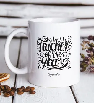 

Personalized Teacher Of The Year White Mug Bardak-1