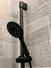 Slide-Bar Hose Shower-Riser Wall-Mount Hand-Held Adjustable Black with 