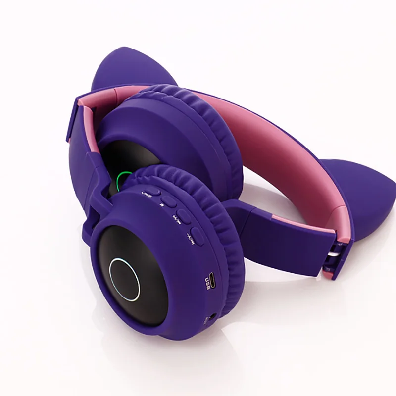 20 шт KL05 милые кошачьи наушники Bluetooth 5,0 складные наушники на ухо стерео Беспроводная гарнитура с микрофоном светодиодный светильник
