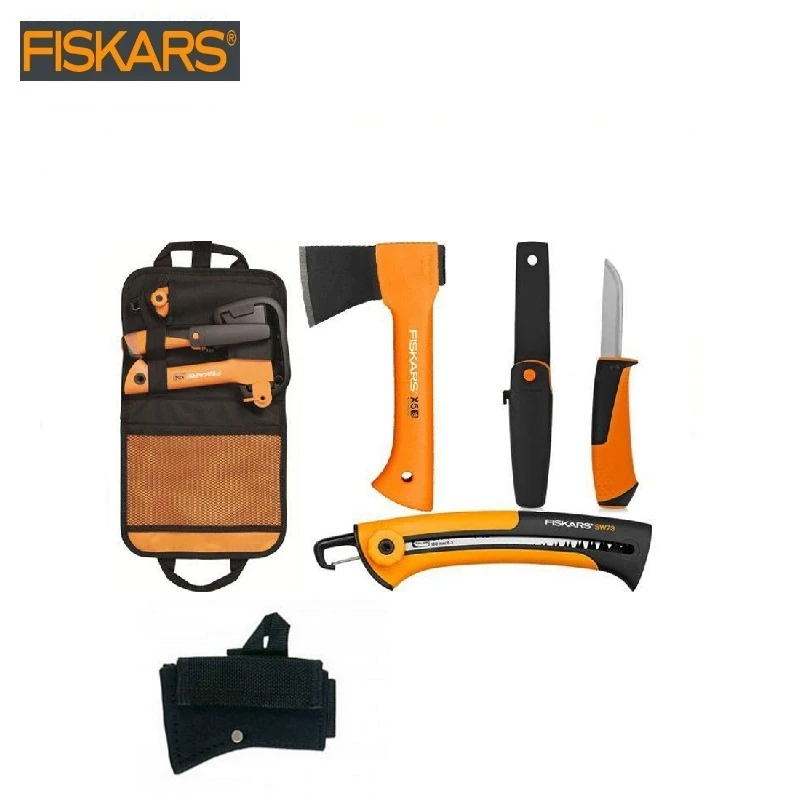 4 Pcs Fiskars Camping Outdoor Set empoigne couteau Hache Sac