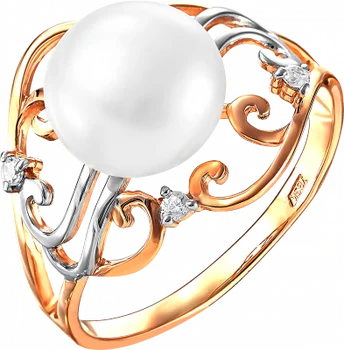 

Примаэксклюзив ring with pearls and cubic zirconia in red gold