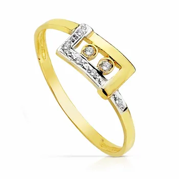 

18k solid gold ring bicolor zircons [AA2262]