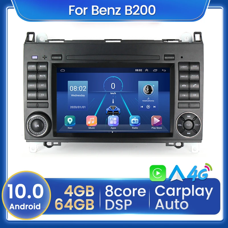 4 + 64 Android 10 Автомобильный мультимедийный видеоплеер для Mercedes Benz B200 A B класс W169 W245 GPS