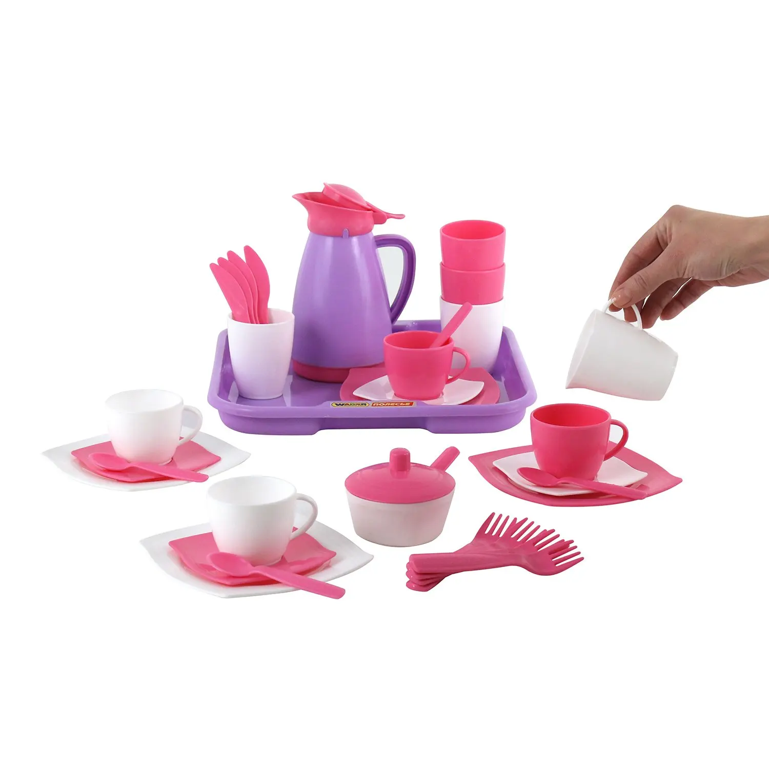 Набор посуды Полесье Алиса с подносом на 4 персоны (Pretty Pink)