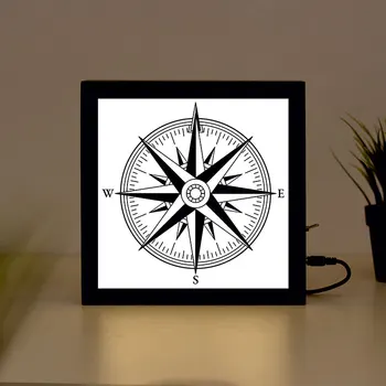 

Compass Handcrafted Wooden Light Box Sign for Home, Restaurant, Coffee Shop Business Signage