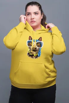 

Angemiel Wear Kokoş Cat Yellow Women 'S Hooded Sweatshirt