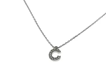 

Silver choker pendant with initial "C" with zirconia